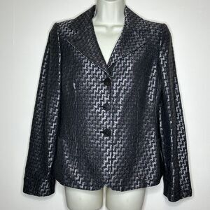 Armani Collezioni Pewter Wool Silk Blend Power Blazer Jacket Women's 8 Italy